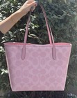 Nwt Coach City Tote In Signature Canvas Cal49 powder  Pink--
