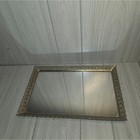 Vintage Fillagree Gold Tone Rectangle Mirrored Vanity Tray Trinket Display