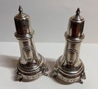 6 Inches Tall 10 9 Oz Sterling Lion Footed Vintage Salt   Pepper Shakers  310 G