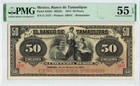 1914 State Of Tamaulipas Mexico Fifty Pesos Currency Note Pick S432r Au 55 Epq