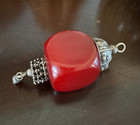 Large Cherry Red Bakelite Dice Shape Bead Pendant  44g