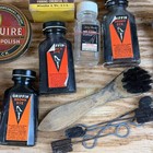 Lot Vintage Shoe Shine Tins Polish Brushes Horse Parks C E P  Dye Wax Stain  