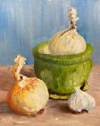 Captivating Oil Painting  Original  Signed  Still Life With Onion  Impressionism