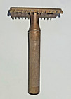 Gillette Goodwill Razor  162 Safety Razor 1930s Gold Toned Double Diamond