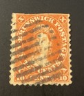 New Brunswick Canada 10 Cent Stamp Scott  9 Queen Victoria Used Cancelled
