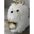 Dan Dee Collectors Choice White Shaggy Dog Plush Gold Bow Gift Bag Snowflake