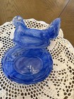 Vintage Hen On Nest Split Tail Blue Swirl 6 5   x5 5    