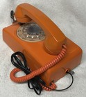 Vintage 1960s Western Electric A b 554  5-62  Orange Rotary Wall Mount Telephone