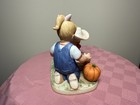 Vintage Homco Style Boy Girl Apple Bobbing Pumpkin Harvest Figurine