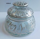 Antique Glass Sterling Silver Overlay Dresser Powder Jar Great Condition No Chip