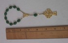 Vintage Irish Pocket Rosary Shamrock Green Beads Gold Crucifix Erin Cross Celtic