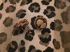Cameo Portrait Oval Screw-back Earrings Gold Tone Cream Brown