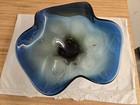 Vtg  Art Glass Bowl  Signed Egermann  Blue Into Honey Color 