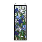 Stained Glass Iris Floral Flower Design Tiffany Style  Hanging Window Panel
