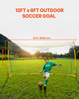 12x6 Ft Portable Soccer Goal Kids Soccer Net Carry Bag Backyard Training Yellow