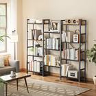 Triple 4 Tier Bookshelf  Bookcase With 11 Open Display Shelves  Wide Book Shelf 