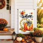 Fall Garden Flag 12x18 Inch  Double Sided Welcome Pumpkin Farmhouse Decor