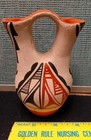 Vintage antique Native American Pueblo Pottery Wedding Vase 5  Tall