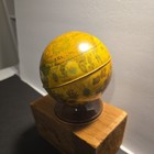 Vintage Tin Toy Coin Bank Globe Ohio Art World Bank Old World Design- See Pics 