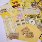 35 Pc Yellow Color Pack Vintage Paper Ephemera Lot Tickets Stamps Labels R