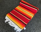 Traditional Mexican Blanket Serape Striped Sunset Red Orange Baja Tapestry Boho