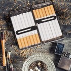 Retro Metal Cigarette Case Box -double Sided Spring Clip Open Gun Black 