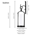 Souliron Hanging Hurricane Glass Wall Sconce Candle Holder Black Metal Wall