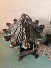 Antique Garden Salvage Pair Cast Iron Japanese Pagoda Candle Lanterns  10lbs   