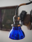 Blue Mercury Glass Lamp Shade Small 4  Antique Faries Oc White Japanned Era