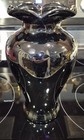 Vintage Black Amethyst Glass Crimped Edge Vase 9 5    Tall