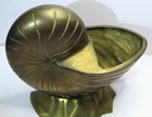 Mcm Hollywood Regency Nautilus Sea Shell Heavy Brass Flower Pot Planter 7 5 x4 