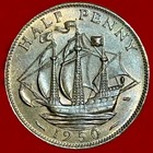 Old British Coin  1950 Great Britain 1 2 Half Penny  George Vi Better Grade  