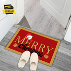 Red Merry Christmas Welcome Doormat  Winter Door Mat Christmas Holiday Floor Rug