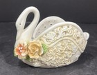Small Swan Keepsake Basket Porcelain Bisque Trinket Ring Charm Bowl Dish 806774