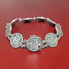 Antique Chinese Sterling Silver Bracelet Happiness Good Fortune Blessings