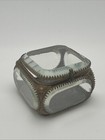 Antique Victorian Beveled Glass Jewelry Box Casket Vanity Brass Silk 1890s Vtg
