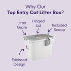 Litter Genie Large Cat Litter Box  Top Entry W  Catching Lid   Scoop  White gray