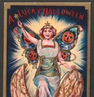 Authentic   A Lucky Halloween Fairy Magic Wand Fortune Nutshell Jol B37 Postcard