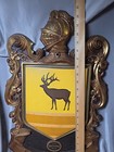 Vtg Olympia Light Beer Sign Elk And Gold Coat Of Arms 1970s Bar Tavern Man Cave