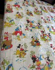 Vintage 60 s Mickey Goofy Donald Walt Disney Twin Bed Flat Sheet   Pillow Case