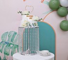 12  Silver Metal Wedding Cake Stand With Crystal Pendants  16  Tall Dessert D   