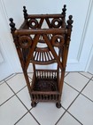 Antique Victorian Oak Ball   Stick Umbrella walking Stick Stand Marked 1892