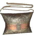 Vtg Brass Copper Retro 70s Style Hinged Lid Shoulder Bag Purse 5   x7   x3 5   d