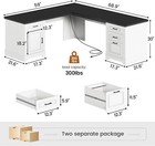 Farmhouse 69  Executive L Shaped Office Desk With 4 Drawers And Storage Cabinet