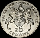 1974 Turks   Caicos Islands 20 Crowns Matte Ms Km  2 Free Usa Shipping