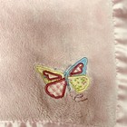 Baby Essentials Pink Blanket Embroidered Butterfly Satin Trim Back Security