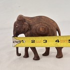 Wooden Elephant Figurine Solid Wood Asian Art Statue 3 X 4 Hand Carved Vintage