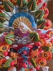 Fabulous Mexican Folk Art Pottery Tree Of Life Sculpture Adam   Eve  Euc 7 X 8 5
