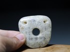 Dynasty Hongshan Culture Old Hetian White Jade Bi Axe Yubi Amulet Pendant G633
