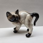 Cute Vintage Siamese Cat Kitten Porcelain Ceramic Figurine Arched Back Pose